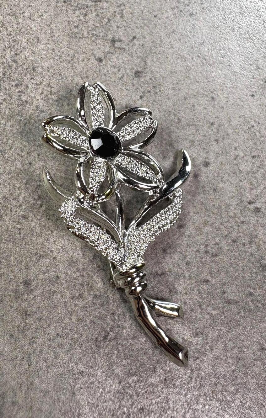 Vintage Sarah Coventry Silvery Splendor Brooch, Silver-Tone Floral Pin